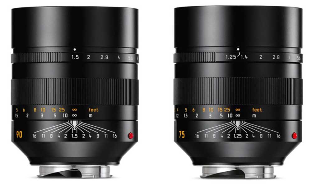 A Leica Summilux-M90mm f1.5 ASPH a Leica Noctilux-M75mm f1.25 ASPH objektív mellet
Forrás: https://leicarumors.com/